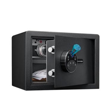 Imagem de Jinxnobi Cofre de segurança biométrico pequeno, sexurity, 2 metros cúbicos, prateleira removível, segurança de acesso rápido seguro com scanner de impressão digital atualizado para escritório em casa