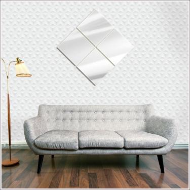 Imagem de Espelhos Decorativos Vidro Diagonal Sala Escritório 95x95cm