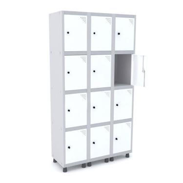 Imagem de Armario Roupeiro 12 Portas Aço Grp 503/12 Pandin Móveis Cinza/branco