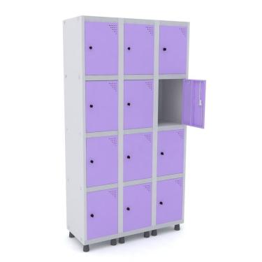 Imagem de Armario Roupeiro 12 Portas Aço Grp 503/12 Pandin Móveis Cinza/lilás