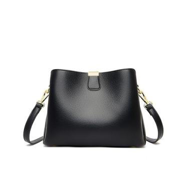 Imagem de CORIOS Bolsa tiracolo de couro PU para mulheres elegante bolsa de ombro feminina bolsa carteiro retrô à prova d'água bolsa de alça superior, Preto, Large, Retrô