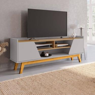 Imagem de Rack para TV Até 65 Polegadas Mackenzie 2 Portas 1 Prateleira Off White/Cinamomo - Pnr Móveis