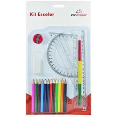 Imagem de Kit Escolar Com Lapis De Cor + Regua + Apontador E Acessorio - OEM