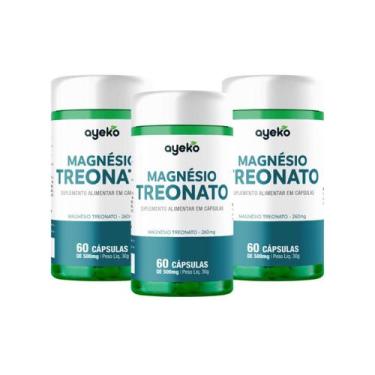 Imagem de 3X Magnésio Treonato Alta Absorção 60 Cápsulas Ayeko