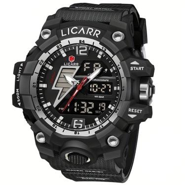 Imagem de Relógio Esportivo Masculino com Cronógrafo Analógico/Digital Duplo Display, 50m à Prova D`agua
