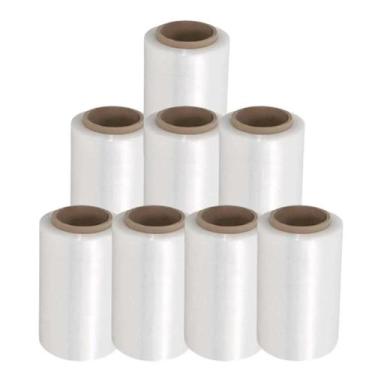 Imagem de 8 Rolos Filme Stretch 25cm x 250m  Pacote Econômico com 1kg Cada - tig