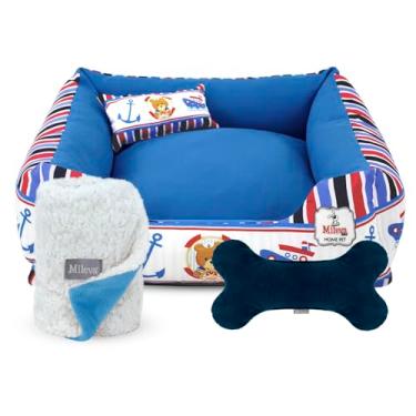 Imagem de Cama Pet Oxford + Coberdrom + Brinquedo Ossinho 04 Peças - Coleção Ursinhos - Vip 2 (60x60 cm, Ursinho Marinheiro)