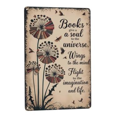 Imagem de Love Reading Book gives soul universe wings to the mind (1) Retro Tin Signs Inspirational Life Quotes Rustic Decorative Wall Art Unique Gifts 20 x 30 cm