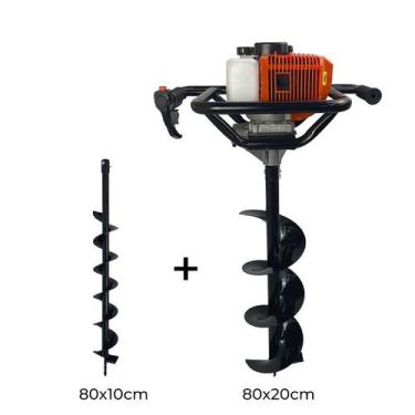 Imagem de Perfurador de Solo a Gasolina 52cc 2,5HP Brocas 80x10cm + 80x20cm Carb