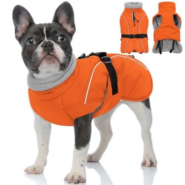 Imagem de Queenmore Casaco quente para cães de inverno, colete impermeável, acolchoado de lã, roupa de neve, fivela ajustável, furo de trela, refletivo, para clima frio, parca para cães pequenos, médios