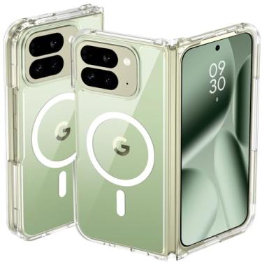 Imagem de DUEDUE Capa magnética para Google Pixel 10 Pro Fold [compatível com Magsafe], capa protetora completa transparente antiarranhões à prova de choque para Pixel 10 Pro Fold, transparente