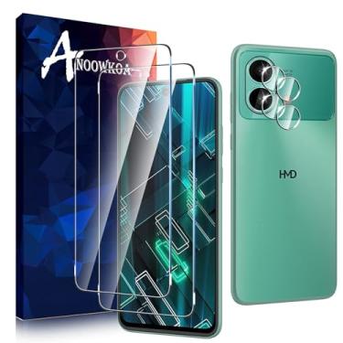 Imagem de Anoowkoa Pacote com 2 protetores de tela HMD Pulse 2 Pro + [2 unidades] Protetor de vidro temperado para lente de câmera. Dureza 9H. Suporta desbloqueio de impressões digitais sem bolhas. Fácil