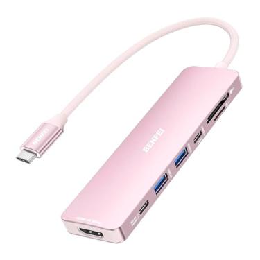 Imagem de Hub USB C 7 em 1 Adaptador HDMI 4K@60Hz Leitor Cartão SD TF USB 3.0 Dados Docking Station 100W PD Cabo Silicone para MacBook Pro Air iPhone 15 Pro