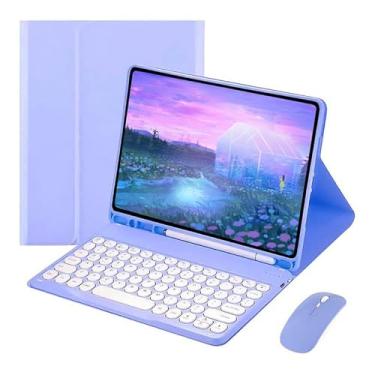 Imagem de Kit Capa para Samsung Tab S7fe/s7plus/s8plus : Capa para Tablet + Teclado com teclas redondas + Mouse