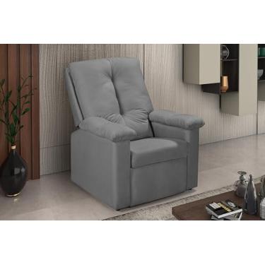 Imagem de Poltrona Reclinável Lisboa Revestida em Suede Veludo Confort 3 Posições com Apoio para os Pés (CINZA)