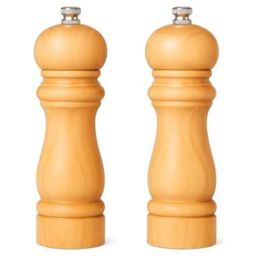 Imagem de Kit 2 Moedor Manual Para Pimenta E Sal Em Madeira Natural Design Clássico Linha Premium