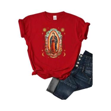 Imagem de Camiseta Casual De Verão Feminina Com Estampa De Nossa Senhora De Guad