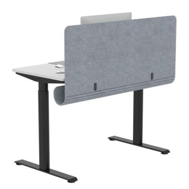 Imagem de Painel de privacidade de mesa com bandeja de gerenciamento de cabos, divisor de mesa de feltro de 120 x 57 cm com organizador de cabo oculto, braçadeira ou divisória de montagem de parafuso para
