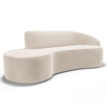 Imagem de Sofá Living 3 Lugares 230cm Braço Direito Mozart D06 Veludo Bege - Mpozenato