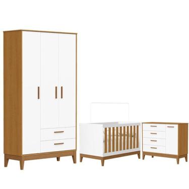 Imagem de Quarto De Bebê Flip E Cômoda Sapateira Branco Acetinado Savana - Reller