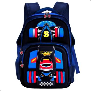 Imagem de Mochila Para Meninos Infantil Carro de Corrida Escolar 3D-Masculino