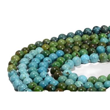 Imagem de Lady Works Fio de 33 cm de pedra natural africana multi turquesa, contas lisas redondas de 8 mm para fazer joias DIY | Beads_01562