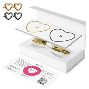 Imagem de HUGOMOVA Kit de pulseiras permanentes para casais – Conjunto de pulseiras Sterling Forever DIY com fecho de coração, presente ideal para Natal, aniversário, dia dos namorados e atividades noturnas