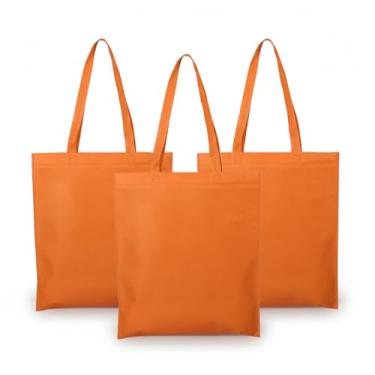 Imagem de Kit Sacola TNT Branca, Material TNT 100g, Tamanho 41x37cm, Alça Reforçada, 10 Unidades, Sacola Ecológica para Compras e Eventos (3, Laranja)