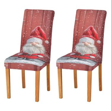Imagem de SEHANY Conjunto de 4 capas de cadeira de gnomo de Papai Noel para sala de jantar, elástico, removível e lavável, para cozinha, hotel, festa, decoração de Natal