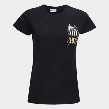 Imagem de Camiseta Santos Feminina - Surf Center, Preto, P