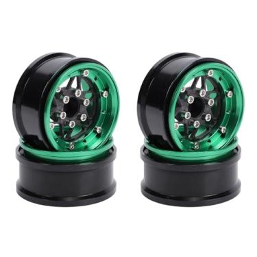 Imagem de Jiawu Conjunto de Aro de Roda RC de Liga de Alumínio Leve de 1,9 Polegadas para Carro Crawler 1/10, Design de Raio de Alta Simulação, 4 Peças para Axial SCX10, Wraith (Verde)