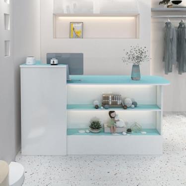 Imagem de Mesa de recepção, balcão de checkout, balcão de recepção de recepção, balcão de varejo, mesa de recepção com balcão, recepcionista, mesa de recepção pequena, balcão de loja, caixa L-Shap (luz B