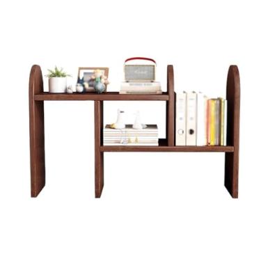 Imagem de Estante retrátil de mesa, suporte de exibição ajustável de madeira, para escritório em casa, prateleira organizadora moderna