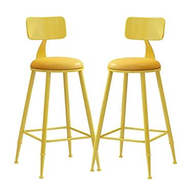 Imagem de Conjunto de 2 peças de cadeiras de balcão - Base de estrutura de aço de metal resistente, cadeira de jantar de cozinha frente única, bancos de bar internos e externos, altura do balcão com encosto