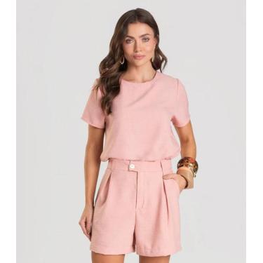 Imagem de Bermuda Feminina em Tecido Dianna Rosa, M, Rosa