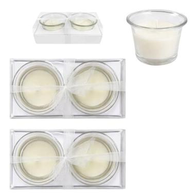 Imagem de Kit 4 Velas com Castiçal Vidro Decoração Ambiente - Riodeouro, Branco