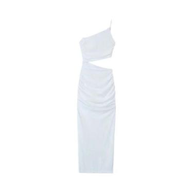 Imagem de Vestido Midi Assimétrico Sexy com Gola Vazada e Alças Finas, BR-M, Com
