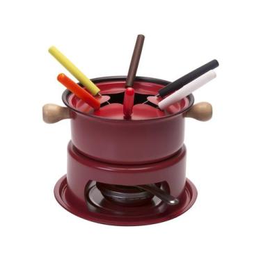 Imagem de Panela de Fondue Chocolate Queijo 19cm 1L 11 peças Preto Casambiente