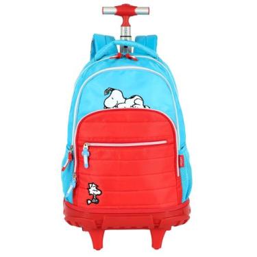 Imagem de Mochila Escolar SNOOPY Costas e Rodas Resistente, Vermelho