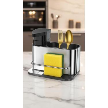 Imagem de Dispenser Detergente Aço Inox com Porta Esponja 18cm - Congratulations