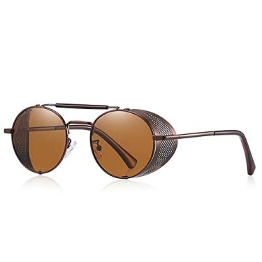 Imagem de Óculos de Sol Masculino Barcur Polarizados Steampunk Ultra-Leve Uv400 (Marrom)