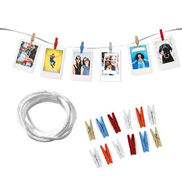 Imagem de Varal de Fotos Decorativo Branco 5m com 30 Prendedores Coloridos