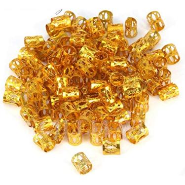 Imagem de WOIWO 100 peças de alumínio dreadlocks contas dread trancas ajustáveis punhos de metal decoração de cabelo trançado joias de cabelo - ouro