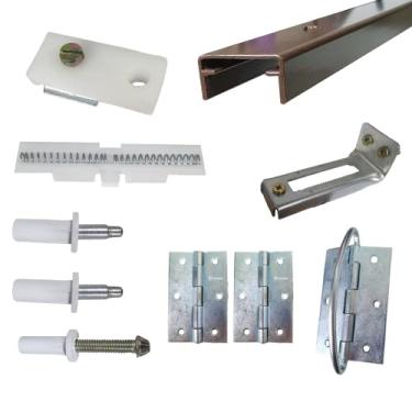 Imagem de Kit Ferragens p/Porta Camarão Com Dobradiça - 70 cm Bronze - Alfer