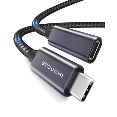 Imagem de Cabo de extensão USB C Thunderbolt 3 Stouchi USB tipo C macho para fêmea carregamento rápido e cabo de transferência de dados de áudio compatível com Nintendo Switch, Thunderbolt 3 MacBook Pro, Google Pixel 2 2 XL 3, Cinza, 6FT