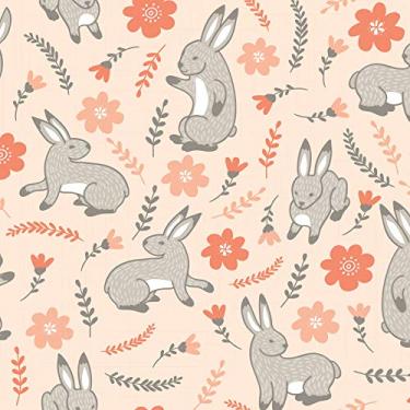 Imagem de Papel de Parede Infantil Coelho Cinza e Rosê Coral 57x270cm