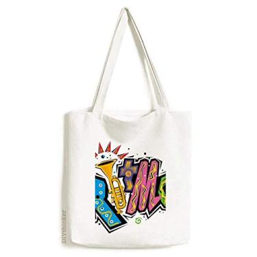 Imagem de Bolsa de lona com slogan Ritmo em muitas cores da cultura do México, bolsa de compras casual
