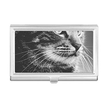 Imagem de Porta-cartões de visita com perfil de gato branco preto e branco