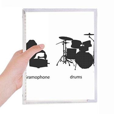 Imagem de Kit de bateria musical musical com estampa de energia, caderno com folhas soltas, diário recarregável, papelaria