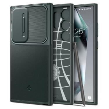 Imagem de Capa Spigen para Samsung Galaxy S24 Ultra: Optik Armor [Proteção de câmera][Projetada para Samsung] Capa para Samsung Galaxy S24 Ultra - Verde Abismo